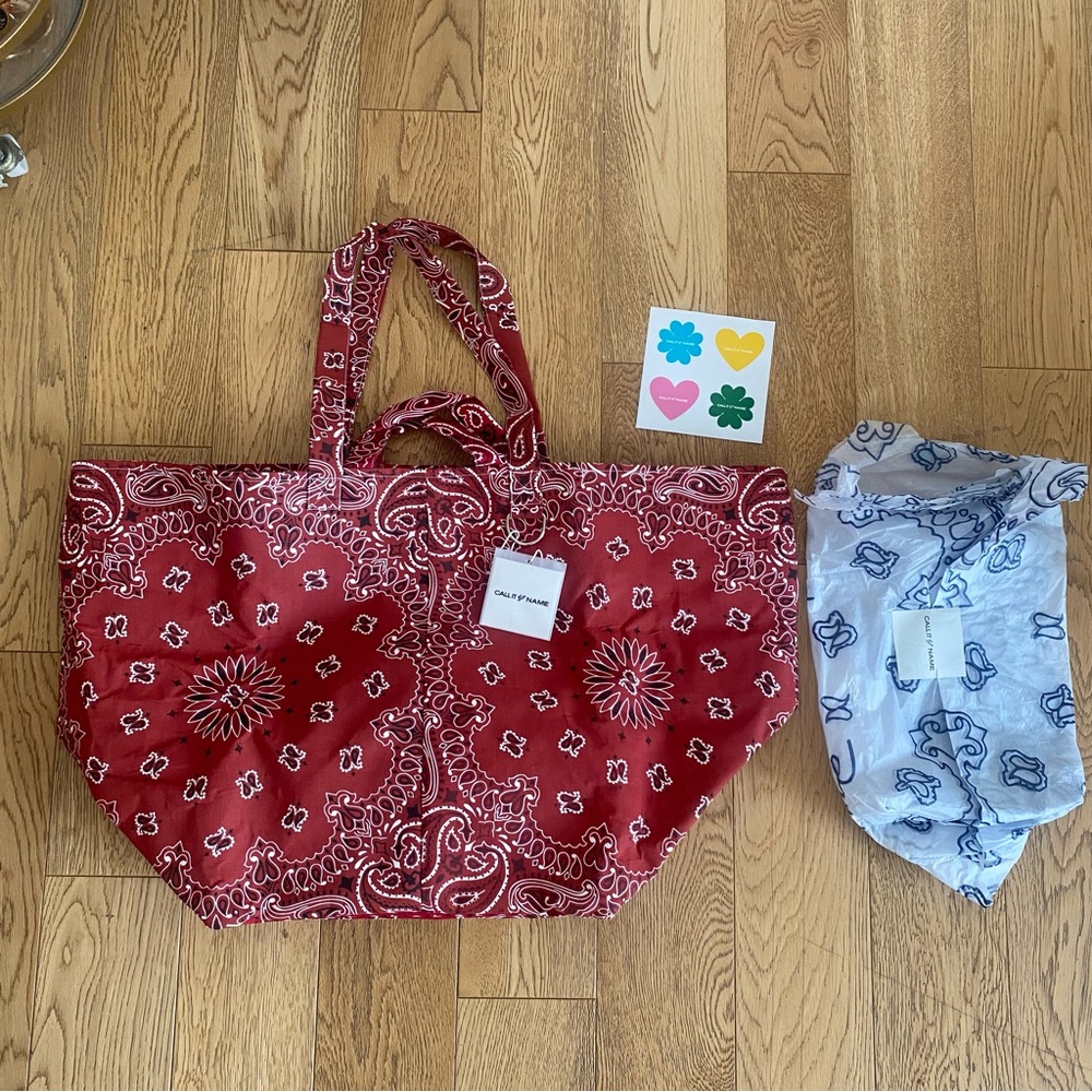 CALL IT BY YOUR NAME PARIS WEEK END BAG TOTE PURSE BANDANA VINTAGE REAL RED